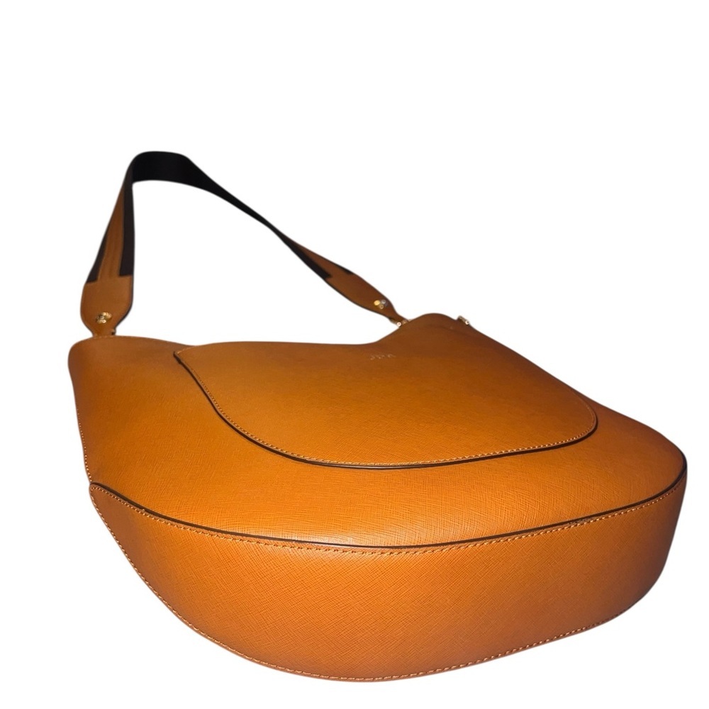 EUC Henri Bendel Saffiano Leather Shoulder Bag Tan Camel Leather Adjustable - Picture 7 of 13